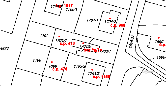 Sedlčany 40860159 na parcele st. 1701/2 v KÚ Sedlčany, Katastrální mapa