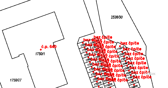 Třeboň 40993159 na parcele st. 1750/2 v KÚ Třeboň, Katastrální mapa