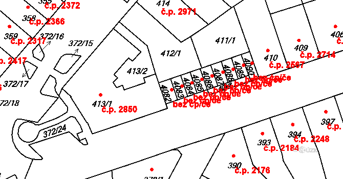 Chomutov 1118 na parcele st. 4082 v KÚ Chomutov II, Katastrální mapa