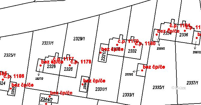 Sokolov 44389159 na parcele st. 2331/2 v KÚ Sokolov, Katastrální mapa