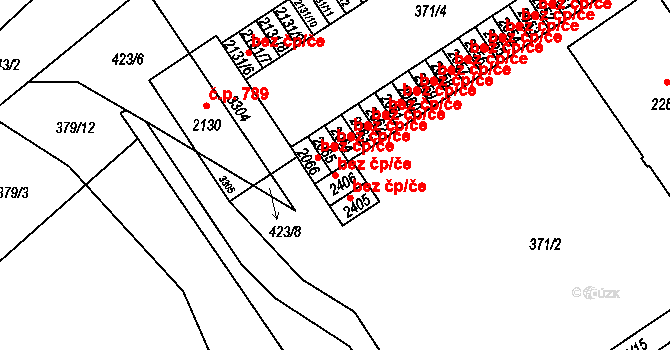 Mariánské Lázně 44650159 na parcele st. 2406 v KÚ Úšovice, Katastrální mapa