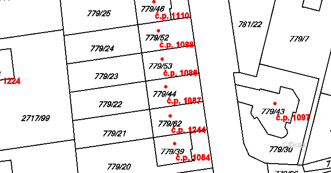 Kylešovice 1087, Opava na parcele st. 779/44 v KÚ Kylešovice, Katastrální mapa