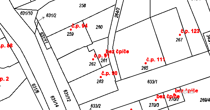 Slavětín 49186159 na parcele st. 261 v KÚ Slavětín nad Ohří, Katastrální mapa