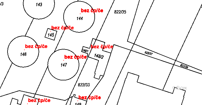 Bystřice 49597159 na parcele st. 148/2 v KÚ Drachkov, Katastrální mapa