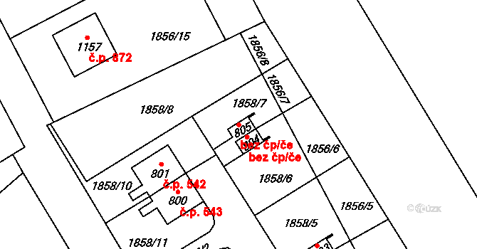 Kozlovice 50406159 na parcele st. 805 v KÚ Kozlovice, Katastrální mapa