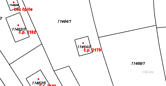 Vsetín 2179 na parcele st. 11464/2 v KÚ Vsetín, Katastrální mapa