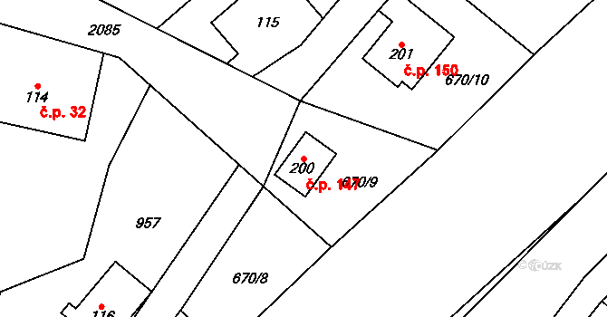 Kobylá nad Vidnavkou 147 na parcele st. 200 v KÚ Kobylá nad Vidnavkou, Katastrální mapa