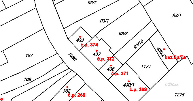 Police nad Metují 372 na parcele st. 437 v KÚ Police nad Metují, Katastrální mapa