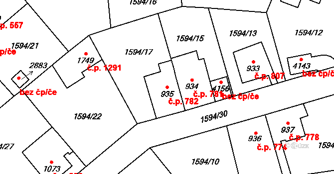 Náchod 782 na parcele st. 935 v KÚ Náchod, Katastrální mapa
