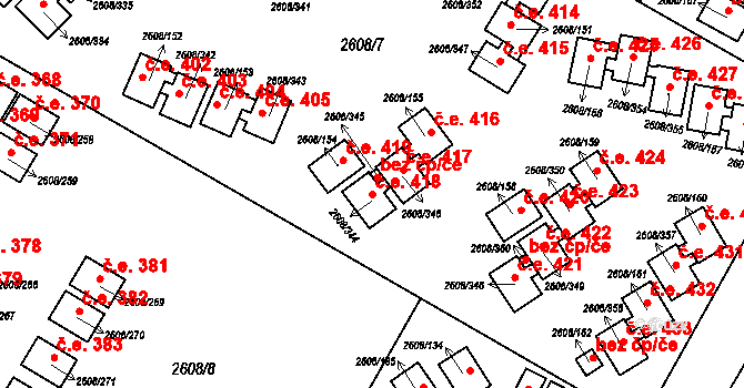 Staré Splavy 418, Doksy na parcele st. 2608/344 v KÚ Doksy u Máchova jezera, Katastrální mapa