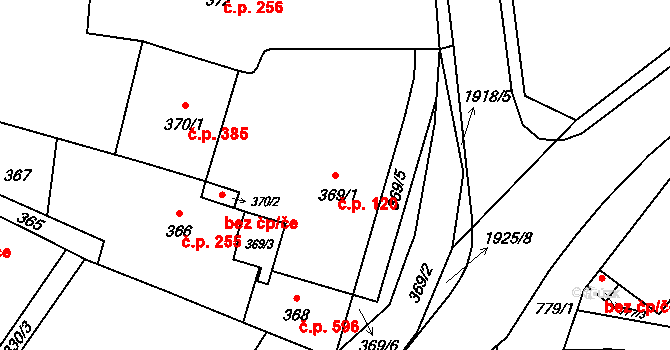 Postřelmov 120 na parcele st. 369/1 v KÚ Postřelmov, Katastrální mapa