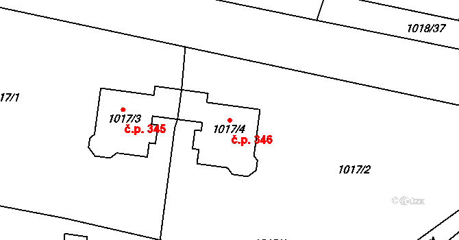 Senec 346, Zruč-Senec na parcele st. 1017/4 v KÚ Senec u Plzně, Katastrální mapa