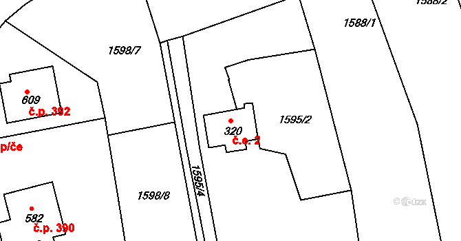 Merklín 2 na parcele st. 320 v KÚ Merklín u Přeštic, Katastrální mapa