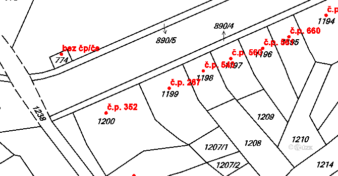 Trmice 267 na parcele st. 1199 v KÚ Trmice, Katastrální mapa