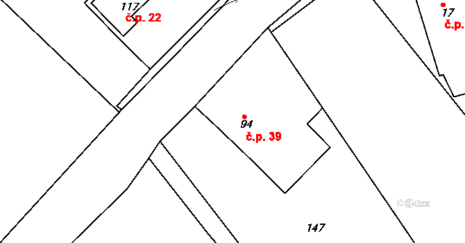 Svinná 39, Skuhrov nad Bělou na parcele st. 94 v KÚ Svinná u Brocné, Katastrální mapa