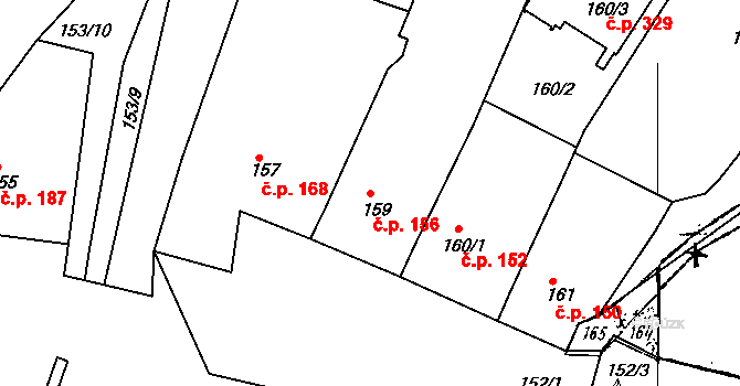 Dobšice 156 na parcele st. 159 v KÚ Dobšice u Znojma, Katastrální mapa