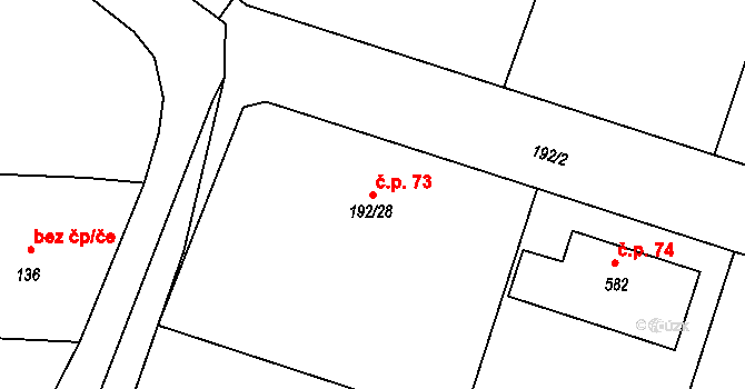 Číměř 73 na parcele st. 192/28 v KÚ Číměř nad Jihlavou, Katastrální mapa