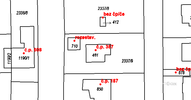 Kamenný Újezd 357 na parcele st. 461 v KÚ Kamenný Újezd, Katastrální mapa
