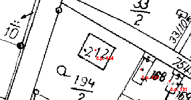 Seletice 144 na parcele st. 212 v KÚ Seletice, Katastrální mapa