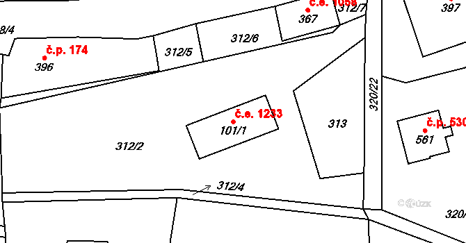 Janov nad Nisou 1233 na parcele st. 101/1 v KÚ Janov nad Nisou, Katastrální mapa