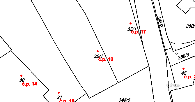 Popovice 16, Brandýs nad Labem-Stará Boleslav na parcele st. 32/1 v KÚ Popovice u Brandýsa nad Labem, Katastrální mapa
