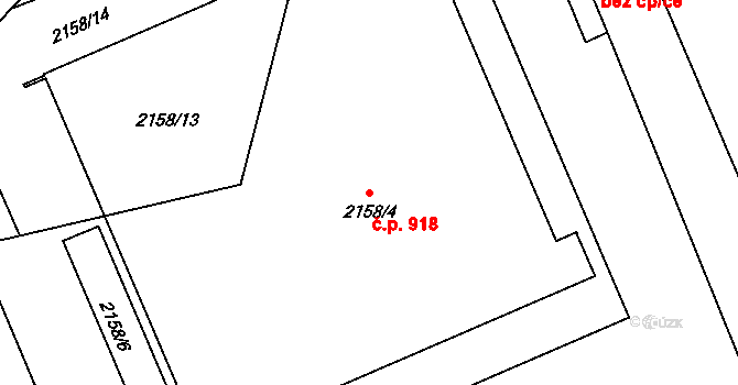 Jilemnice 918 na parcele st. 2158/4 v KÚ Jilemnice, Katastrální mapa