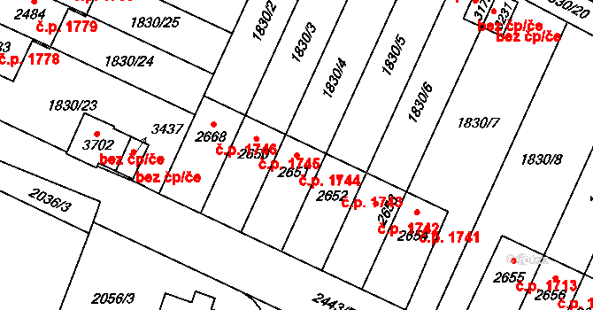 Hořice 1744 na parcele st. 2651 v KÚ Hořice v Podkrkonoší, Katastrální mapa