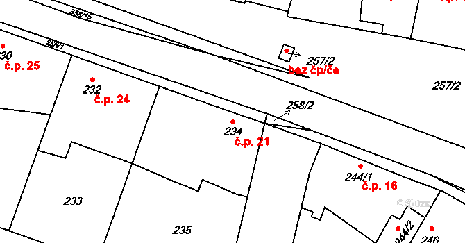 Rozkoš 21, Kostomlaty nad Labem na parcele st. 234 v KÚ Lány u Kostomlat nad Labem, Katastrální mapa