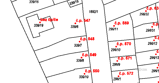 Předměstí 548, Svitavy na parcele st. 339/7 v KÚ Svitavy-předměstí, Katastrální mapa