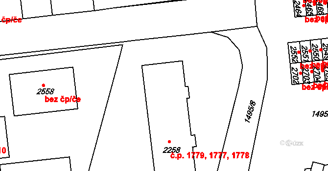 Předměstí 1777,1778,1779, Svitavy na parcele st. 2258 v KÚ Svitavy-předměstí, Katastrální mapa