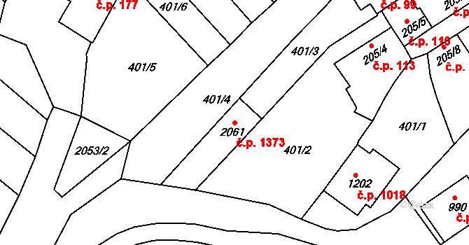 Mařatice 1373, Uherské Hradiště na parcele st. 2061 v KÚ Mařatice, Katastrální mapa