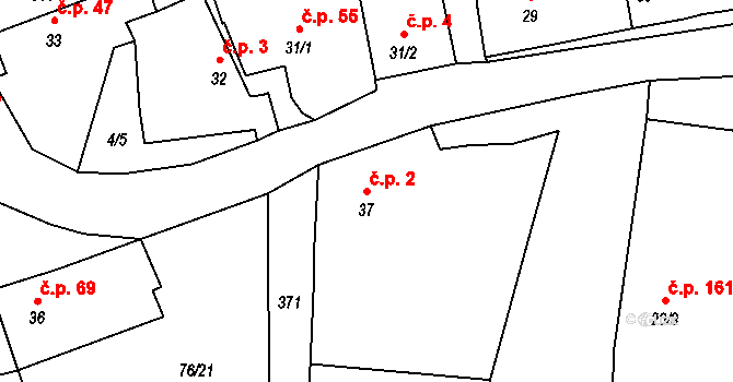 Černčice 2 na parcele st. 37 v KÚ Černčice u Loun, Katastrální mapa