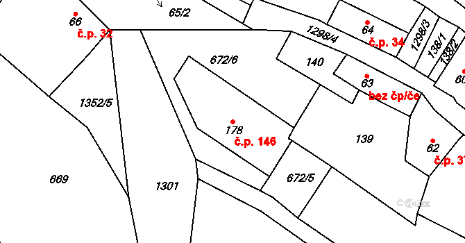 Želiv 146 na parcele st. 178 v KÚ Želiv, Katastrální mapa