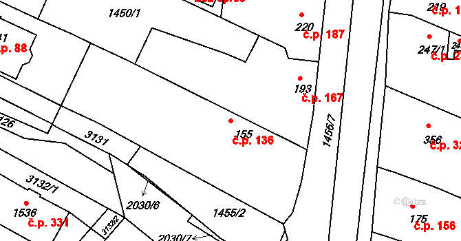 Staňkov I 136, Staňkov na parcele st. 155 v KÚ Staňkov-město, Katastrální mapa