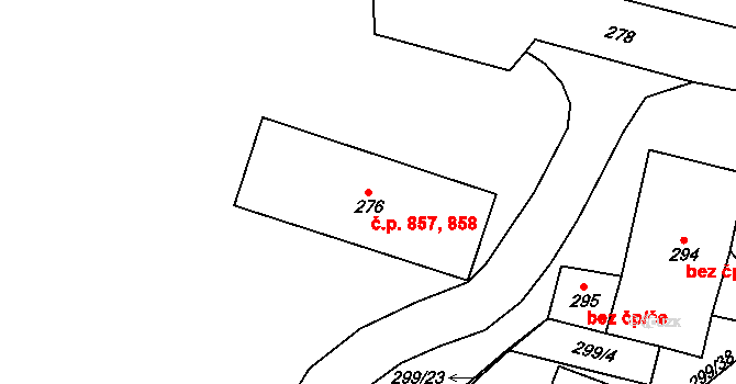 Chodov 857,858 na parcele st. 276 v KÚ Dolní Chodov, Katastrální mapa
