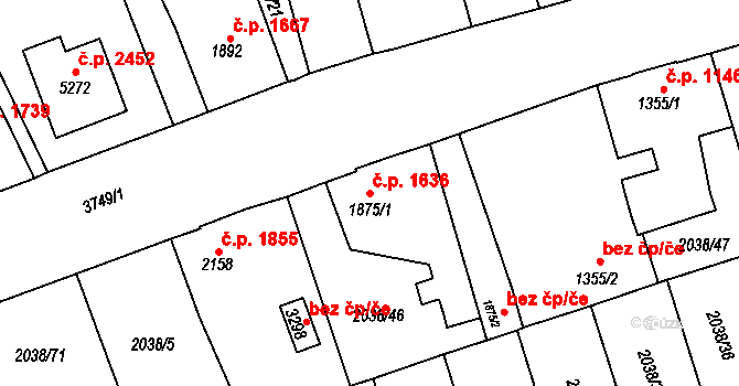 Dvůr Králové nad Labem 1636 na parcele st. 1875/1 v KÚ Dvůr Králové nad Labem, Katastrální mapa