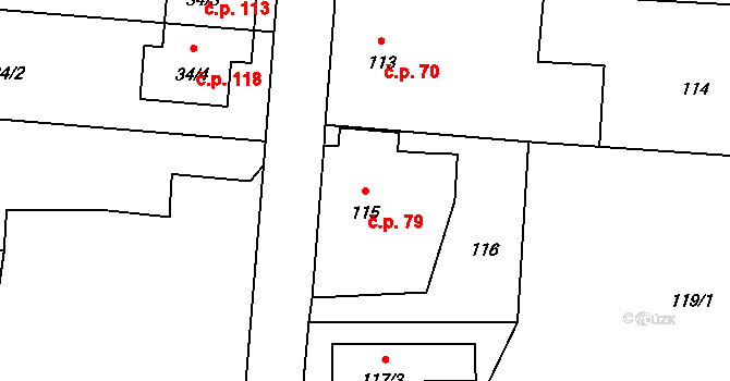 Stará Lípa 79, Česká Lípa na parcele st. 115 v KÚ Stará Lípa, Katastrální mapa
