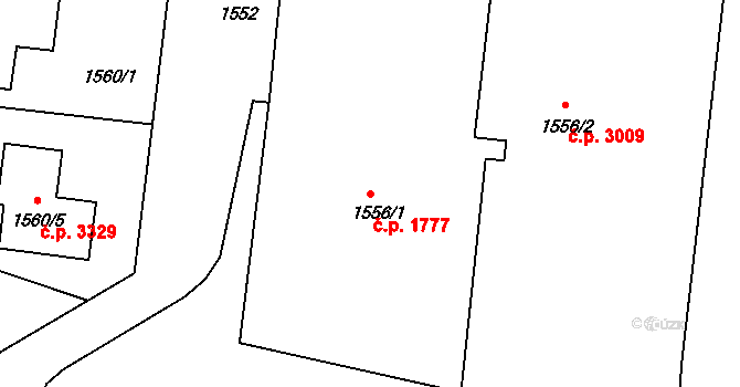 Česká Lípa 1777 na parcele st. 1556/1 v KÚ Česká Lípa, Katastrální mapa