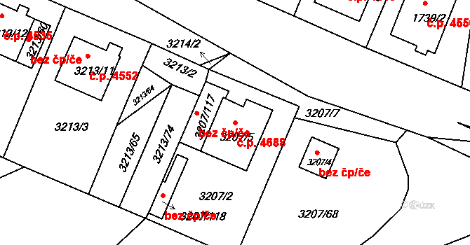 Chomutov 4688 na parcele st. 3207/5 v KÚ Chomutov II, Katastrální mapa