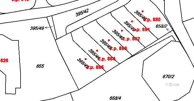 Liberec XXX-Vratislavice nad Nisou 884, Liberec na parcele st. 395/44 v KÚ Vratislavice nad Nisou, Katastrální mapa