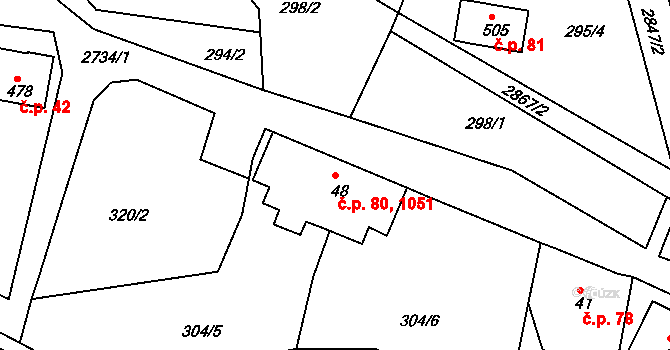 Císařský 80,1051, Šluknov na parcele st. 48 v KÚ Císařský, Katastrální mapa
