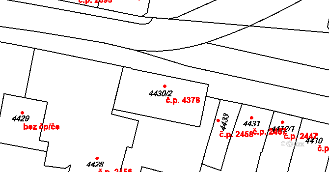 Prostějov 4378 na parcele st. 4430/2 v KÚ Prostějov, Katastrální mapa