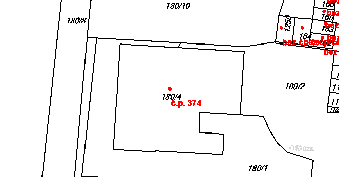 Děčín XXXII-Boletice nad Labem 374, Děčín na parcele st. 180/4 v KÚ Boletice nad Labem, Katastrální mapa