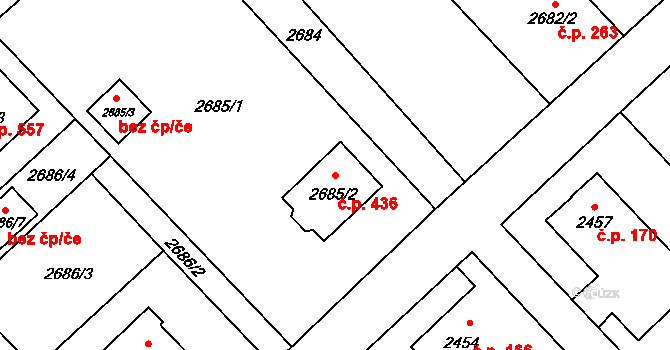 Sviadnov 436 na parcele st. 2685/2 v KÚ Sviadnov, Katastrální mapa
