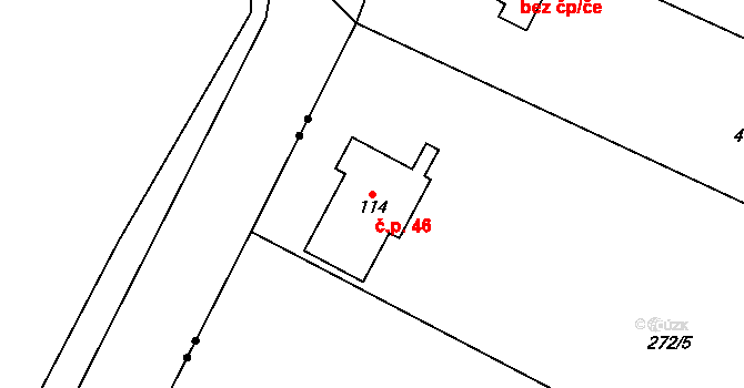 Hostišovice 46, Bělčice na parcele st. 114 v KÚ Hostišovice, Katastrální mapa