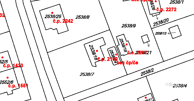 Bolevec 2169, Plzeň na parcele st. 2538/16 v KÚ Bolevec, Katastrální mapa