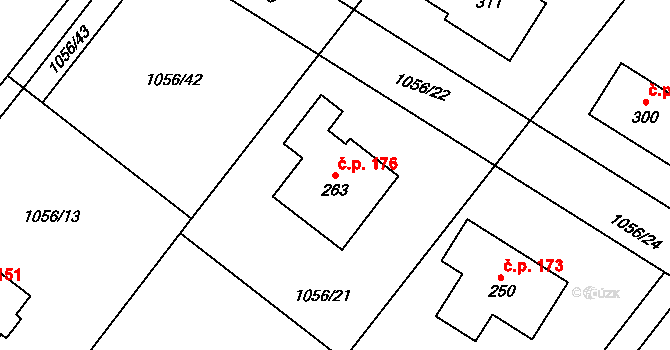 Střítež 176 na parcele st. 263 v KÚ Střítež u Třebíče, Katastrální mapa