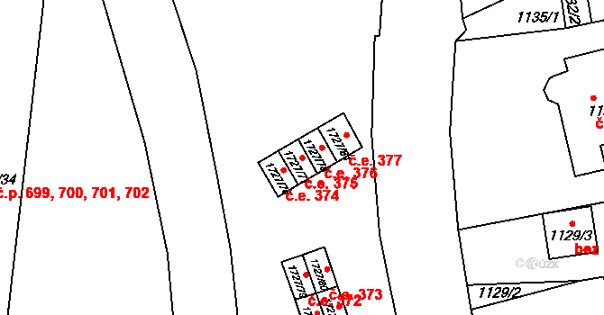 Teplické Předměstí 375, Bílina na parcele st. 1727/77 v KÚ Bílina, Katastrální mapa