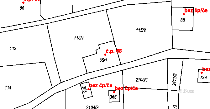 Držkov 68 na parcele st. 65/1 v KÚ Držkov, Katastrální mapa