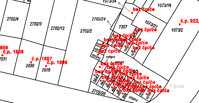 Žatec 40607160 na parcele st. 1073/13 v KÚ Žatec, Katastrální mapa